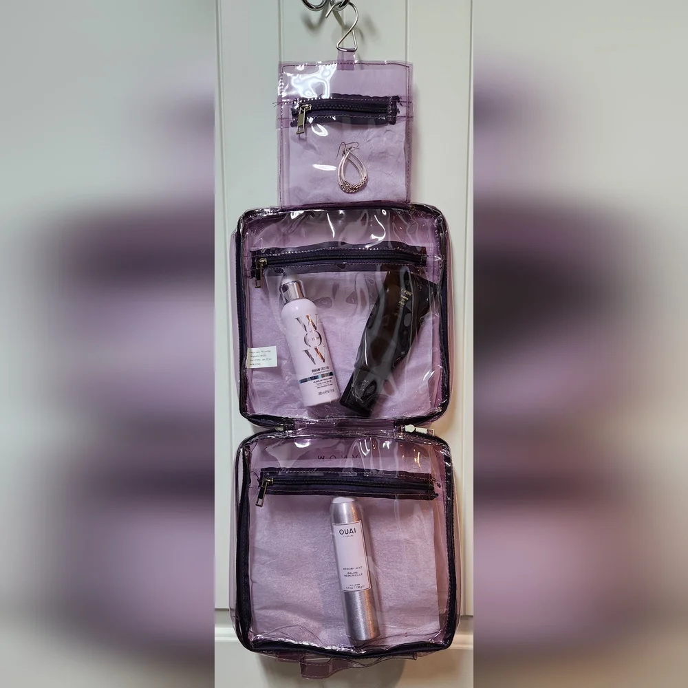 MONAT Clear Purple Hanging Travel Organizer NWOT